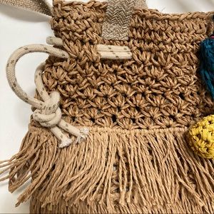 Zara Straw Fringe Backpack